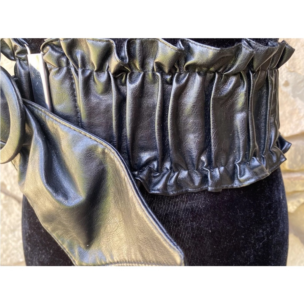 Vintage Womens Stretch Black Faux Leather Belt S M - Picture 5 of 7